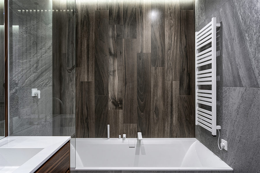 modern-bathroom0with-wood-wall-and-towel-heater-jacksonville-fl